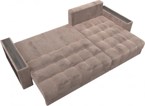 Диван угловой с декором и полкой Лига-050 НПБ Лига Диванов (Велюр) арт.128608