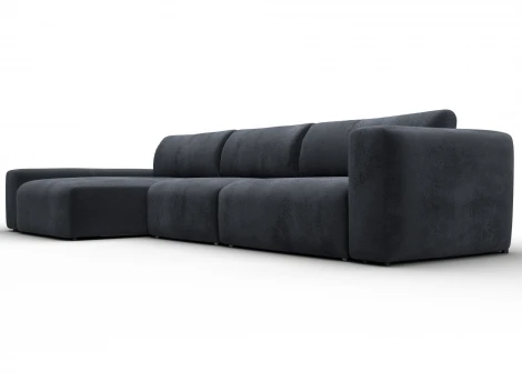 Диван угловой Лига-066 НПБ Лонг угол левый (ЛДСП,Фанера,Брус,Велюр/Темно-серый) Лига Диванов 131229L