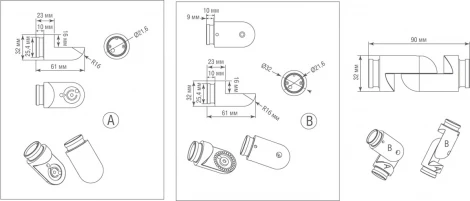 Токопроводящий поворотный коннектор Donolux Round Line L corner DLR B2 (48V)