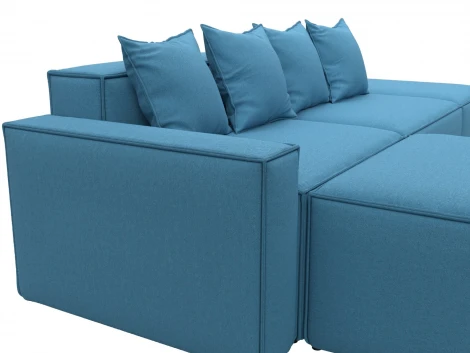 Диван угловой модульный Лига-063 угол левый (ДСП/Пластик/Рогожка/Голубой) Лига Диванов 129786L