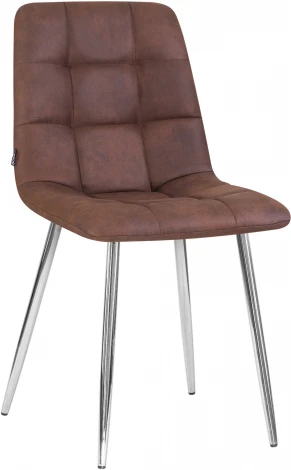 Стул обеденный ALEX (хром ножки, коричневая микрофибра (PK-03))
