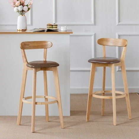 Набор из 2 стульев барных Elevate Zenith Hesby (Бук/Полиуретан) арт.HSBI_B016_wooden_greyp_2