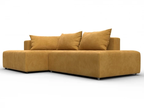 Диван угловой Лига-103 НПБ угол левый (ДСП,Брус,Фанера,Велюр/Желтый) Лига Диванов 134823L