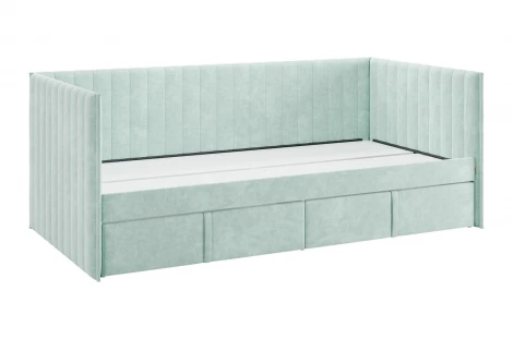 Кровать с ящиками Твикс (Софа) 90х200 см Mebelson (ДСП,Велюр/Зеленый) арт.171562,2764