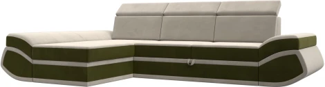 Диван угловой Лига-032 левый угол (Бежевый,Зеленый/Микровельвет) Лига Диванов арт.121649L