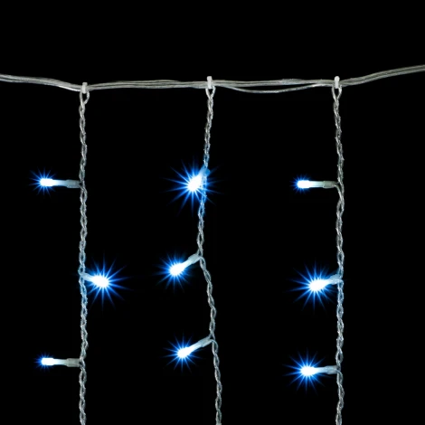 Гирлянда Бахрома 5 x 0,9 м Небесно-Голубая 220В, 348 LED, Провод Прозрачный Силикон, IP65