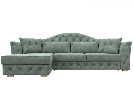 Диван угловой Артис левый угол (Брус,Рейка/Пластик/Велюр/Зеленый) Лига Диванов 128026L