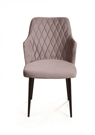 Стул с подлокотниками Hunt ромб, бархат пепельно-бежевый 25 / чёрный конус Top Concept 75269