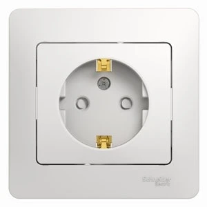 Розетка встраиваемая с заземлением и шторками (белый) Systeme Electric Glossa GSL000144