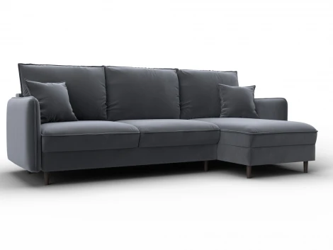 Диван угловой Лига-064 НПБ угол универсальный (ДСП/Дерево/Велюр/Серый) Лига Диванов 134772