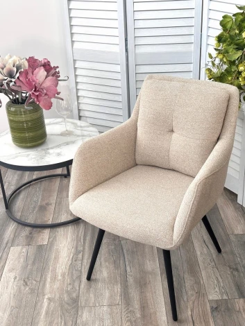 Стул VALLEYS Бежевый Lake-110, ткань / черный каркас / Товарный знак DISAUR