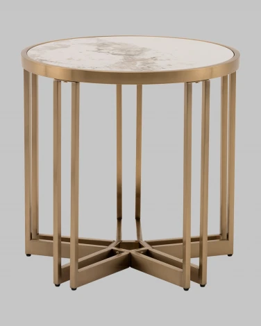 Журнальный столик Stool Group Алиада 55х55 см светлая керамика сталь шампань арт.УТ000040354