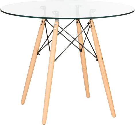 Стол обеденный CHELSEA`90 GLASS (ножки светлый бук, столешница стекло)