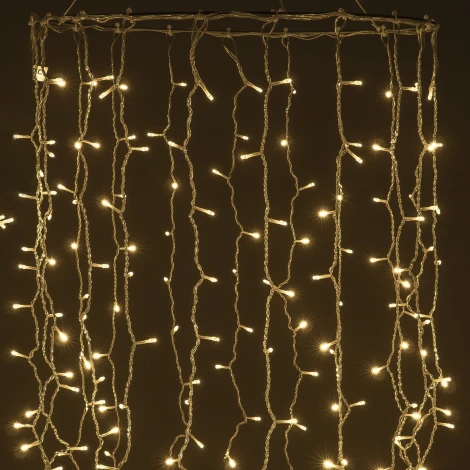 Гирлянда Занавес Облегченный 2 x 1 м тепло-белый 220В, 200 LED, провод прозрачный ПВХ, IP54 Laitcom PCL200NOT-10-2WW