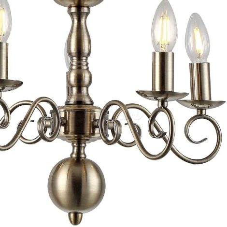 Подвесная люстра Arte Lamp Isabel A1129LM-5AB (220V, на цепи, подсвечник, свеча)