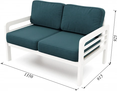 Диван Arsko прямой Бергер М белая эмаль велюр голубой