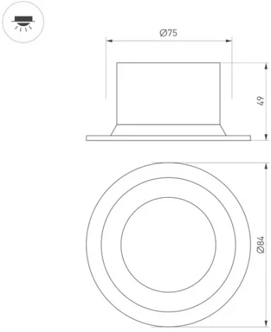 Встраиваемый точечный светильник светодиодный MS-DROP-BUILT-R84-8W Warm2700 (BK, 85 deg, 230V) (Arlight, IP54 Металл) 054707