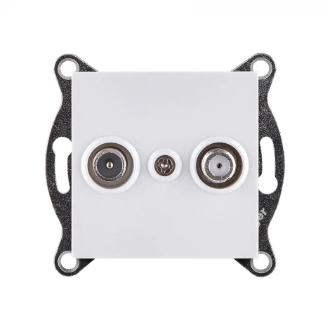 Розетка двойная TV (мама) + спутниковая SAT белый Kollinger REA-035WH для Aspekt, Eleganz, Reflex