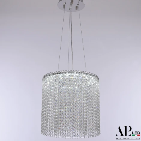 Подвесная люстра светодиодная с пультом APL LED Sicilia SH01.35.A.LED-DIM.Ni (220V, хрусталь, на тросе)