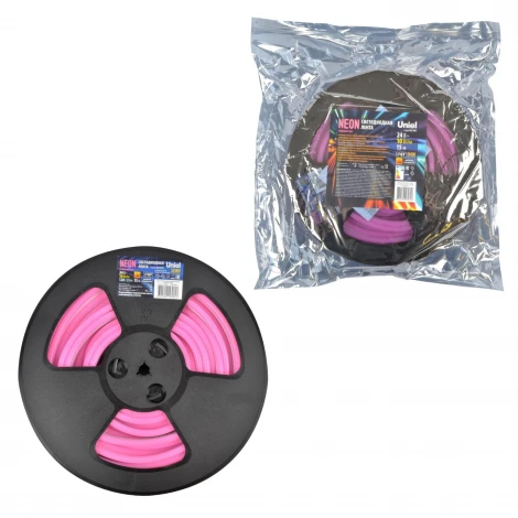 Светодиодная гибкая герметичная лента Neon 15 м. Neon ULS-N11-2835-120LED/m-8mm-IP67-DC24V-10W/m-15M-PINK катушка в герметичной упаковке