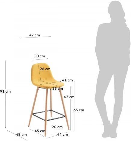 Барный стул La Forma (ex Julia Grup) Nolite (Желтый,Горчичный/ Сталь,Фанера,Металл,Пена)