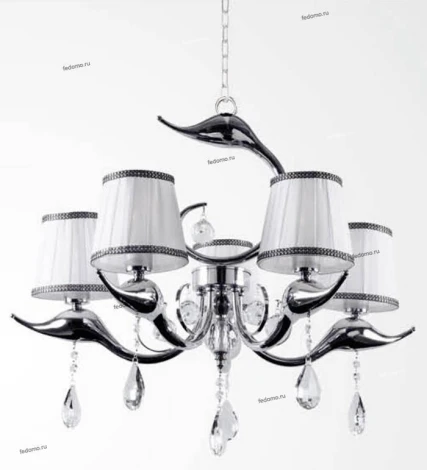 Люстра подвесная Crystal Lux Flamingo, 5 плафонов, хром, белый
