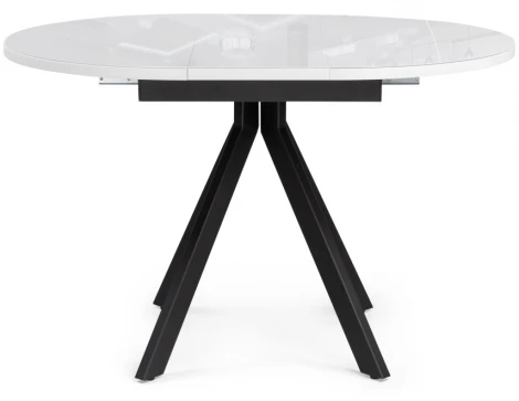 Стеклянный стол Woodville Ален 90(120)х90х75 белый / черный 516556
