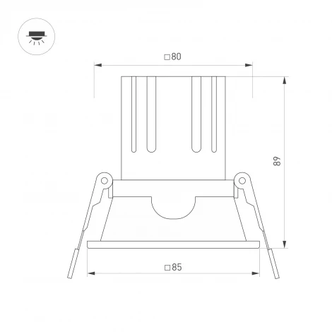 Светильник встраиваемый MS-FLOW-BUILT-S85x85-12W Warm3000 (WH, 55 deg, 230V) (Arlight, IP20 Металл) 055918