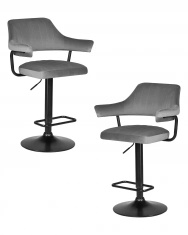 Набор 2 шт стул барный DOBRIN CHARLY BLACK (серый велюр (MJ9-75))