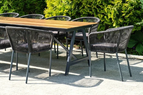 Обеденная группа на 10 персон, стол HPL дуб, круглый роуп 4SIS Куба KCM10T1-11-SET