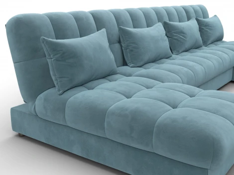 Диван П-образный Лига-116 НПБ (ДСП,ЛДСП,Велюр/Бирюзовый) Лига Диванов 137327