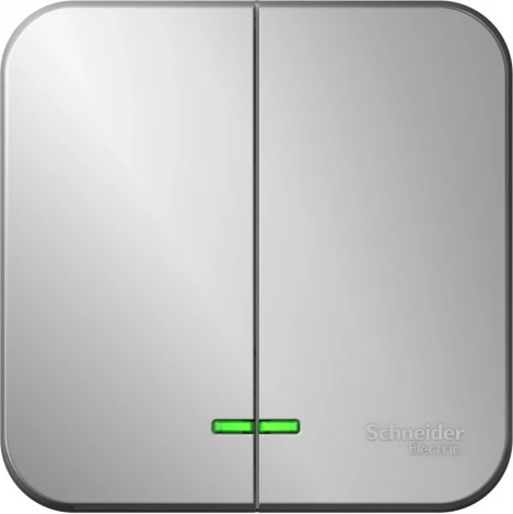 Выключатель накладной двухклавишный с подсветкой (алюминий) Systeme Electric Blanca BLNVA105113