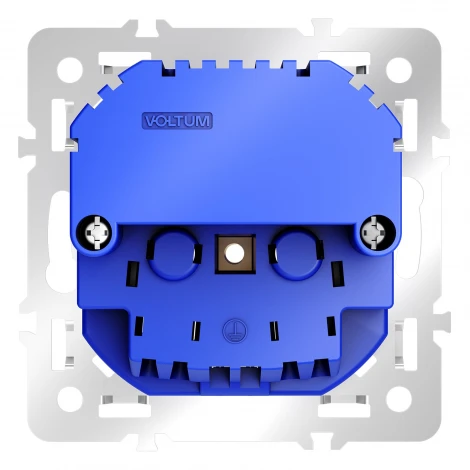 Механизм розетки с заземлением и защитными шторками 16А, с USB A+A Voltum S70 VLS0404M