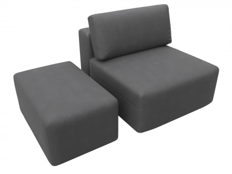 Модули диван и пуф Лига-060 НПБ (ЛДСП,Брус,Фанера,Замша/Серый) Лига Диванов 129600