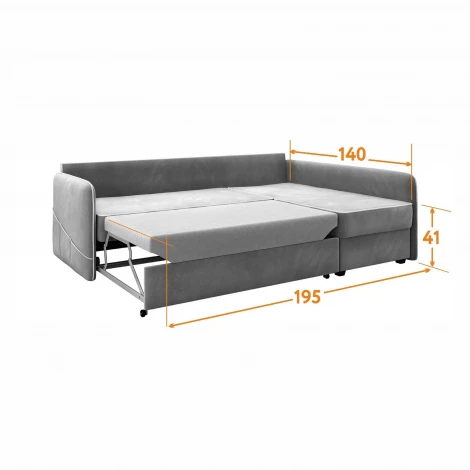 Диван тканевый угловой синий, угол правый D1 Слим AAA41521005 Velutto 48
