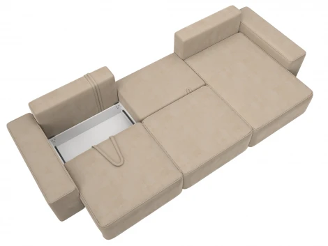 Диван угловой Лига-074 угол универсальный (ДСП/Пластик/Велюр/Бежевый) Лига Диванов 129860