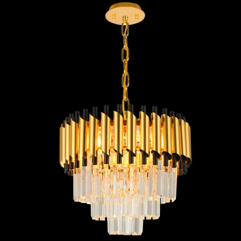 Подвесная люстра каскадная Natali Kovaltseva Darian 76017/5C GOLD (220V, хрусталь, на цепи)