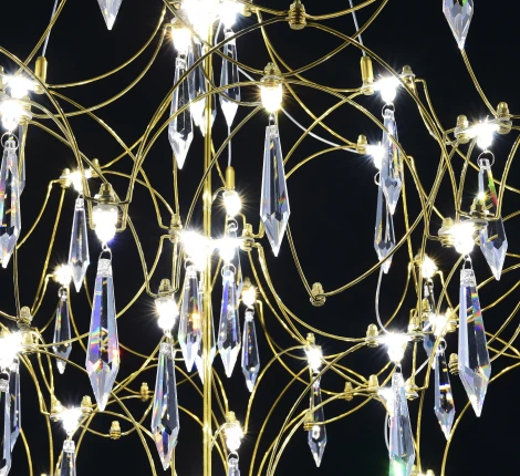 Подвесная люстра светодиодная с пультом и хрустальными подвесками Asfour MyFar Ileria MR2653-57P-76AP