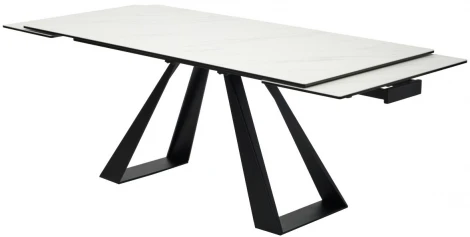 Стол FONDI 180 MARBLES KL-99 Белый мрамор матовый, итальянская керамика/ черный каркас М-City