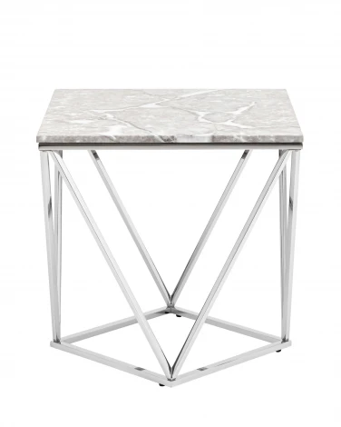 Журнальный столик Stool Group Авалон 61*61 серый мрамор сталь серебро УТ000036333