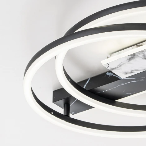 Потолочная люстра светодиодная 90Вт, с ПДУ, металл/акрил, черный/белый мрамор (регулировка яркости, 220V, круглые)