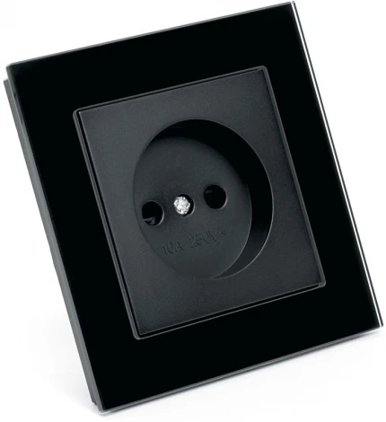 Розетка встраиваемая без заземления со шторками (черный) Stekker Катрин 39512