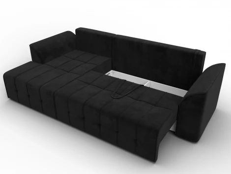 Диван угловой Лига-113 угол левый (ДСП,Велюр/Черный) Лига Диванов 136726L