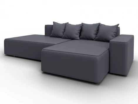 Диван угловой Лига-079 угол правый (ДСП/Пластик/Экокожа/Серый) Лига Диванов 129819