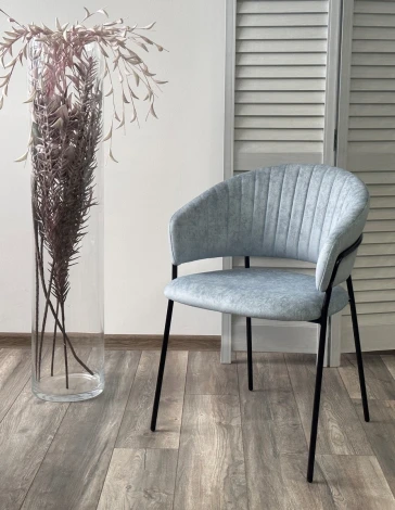 Стул M-City ГЕММА, цвет RAIN 13 blue, велюр / черный каркас