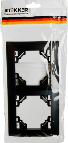 Рамка на 2 поста (черный) Stekker Эрна Элегант 49662