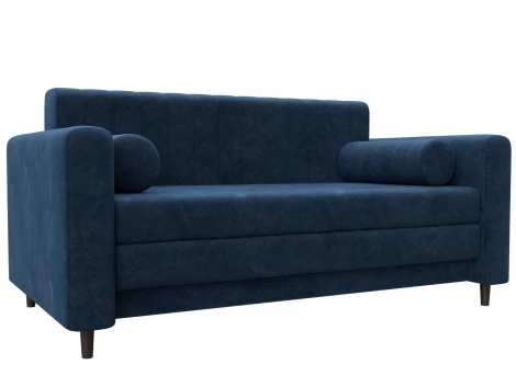 Диван прямой Лига-070 (ЛДСП,Брус,Фанера/Дерево/Велюр/Синий) Лига Диванов 129761