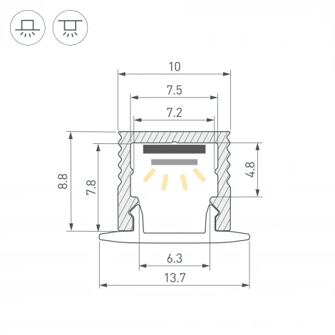 Профиль SL-MINI-10-3000 ANOD (Arlight, Алюминий) 064305