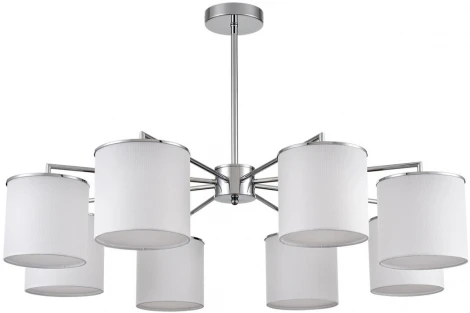 Потолочная люстра на штанге Lumion Suntori 6591/8 хром/белый, металл/текстиль E14 8*40W 220V