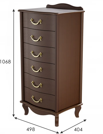 Комод Джульетта узкий 6 ящ., орех Л Mebelik арт.008551